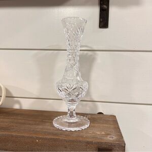 Vintage Crystal Footed Bud Vase 7.5 Beautiful Heavy Glass